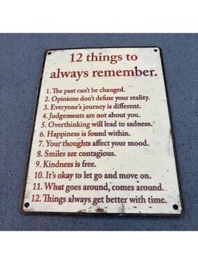 12 Things To Always Remember Inspirational Wall Sign Rustic Wood Plaque 6" x 8"